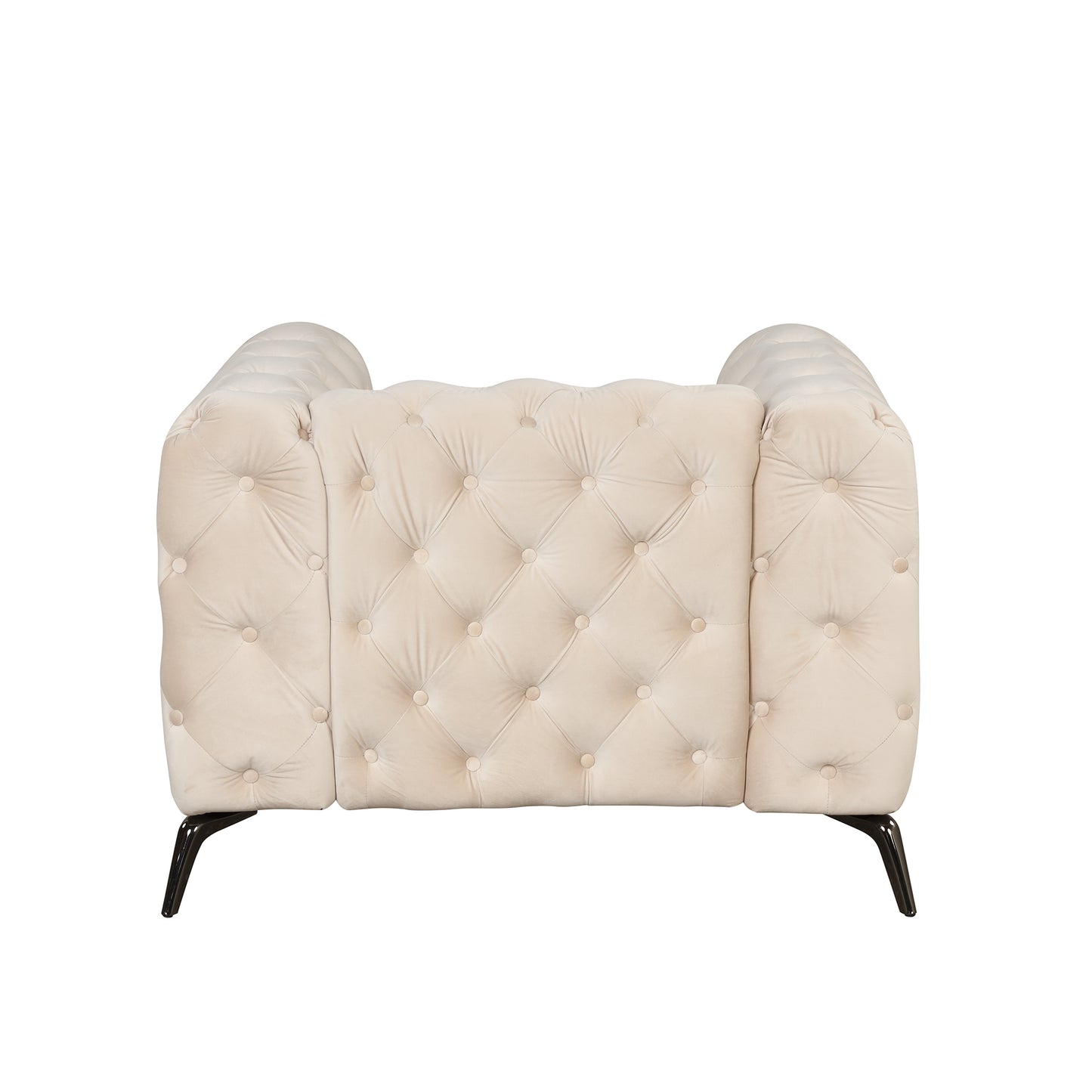 Velvet Upholstered Accent Chair with Button Tufted Back, Ideal for Living Room, Bedroom, or Small Spaces - 40.5 Inch, Beige