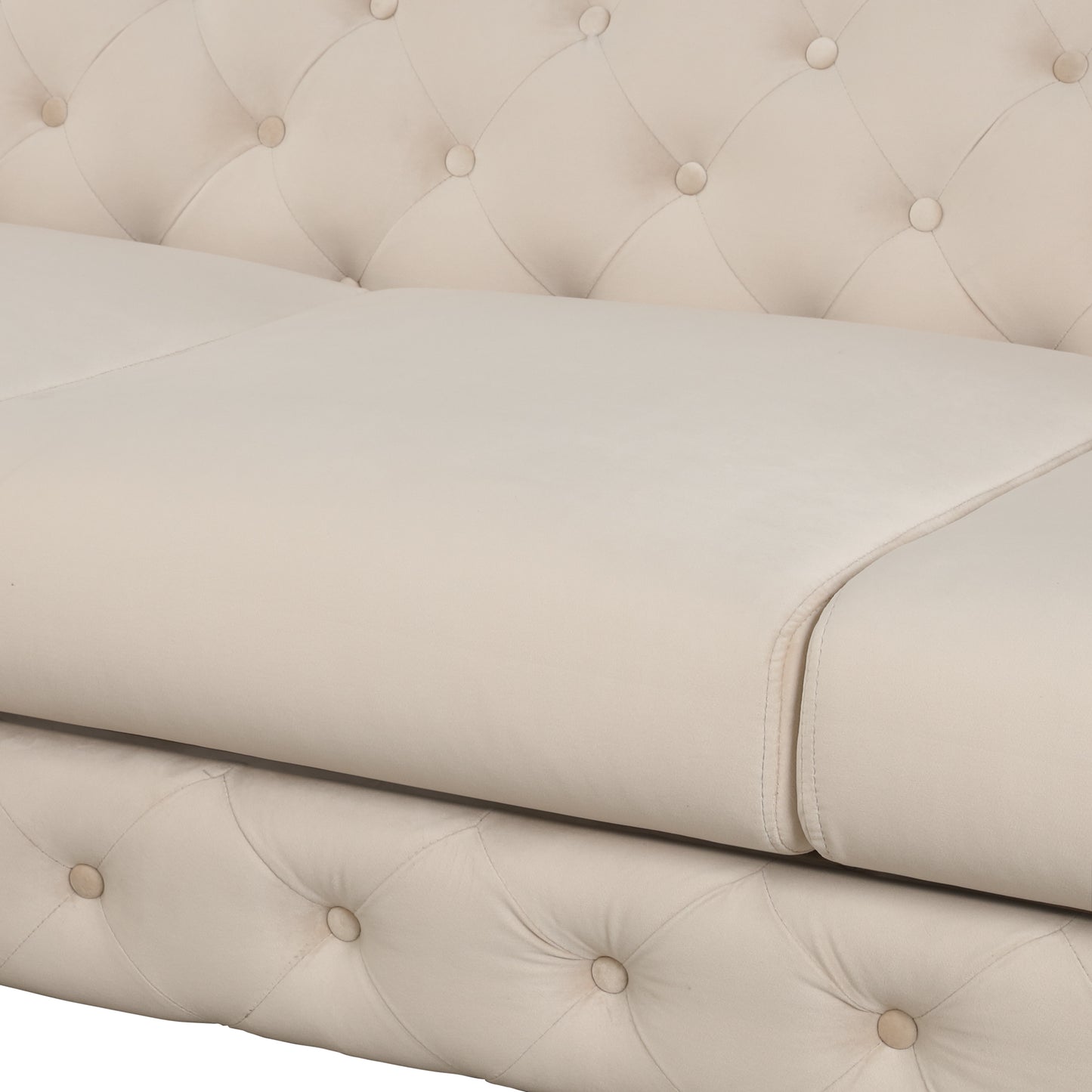 Velvet Upholstered Accent Chair with Button Tufted Back, Ideal for Living Room, Bedroom, or Small Spaces - 40.5 Inch, Beige