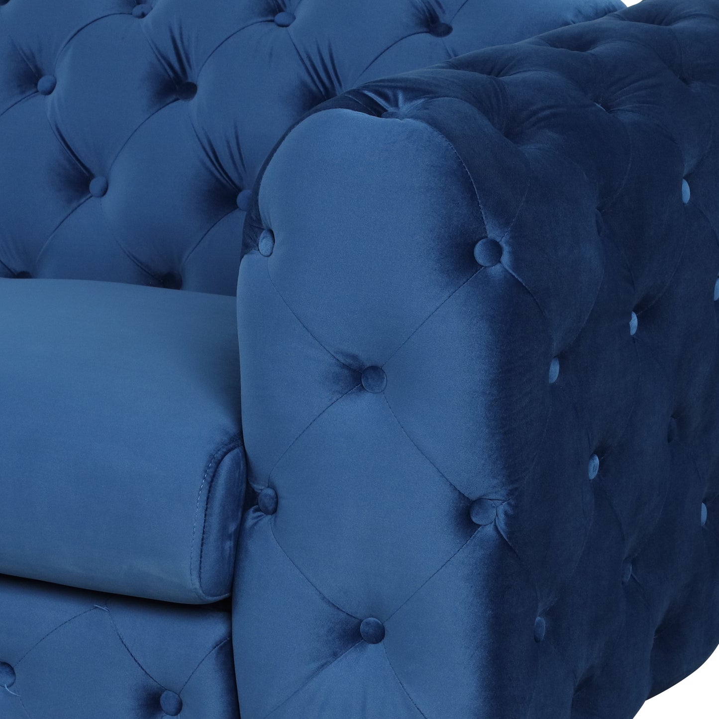 Velvet Upholstered Accent Chair with Button Tufted Back, Ideal for Living Room, Bedroom, or Small Spaces - 40.5 Inch, Blue