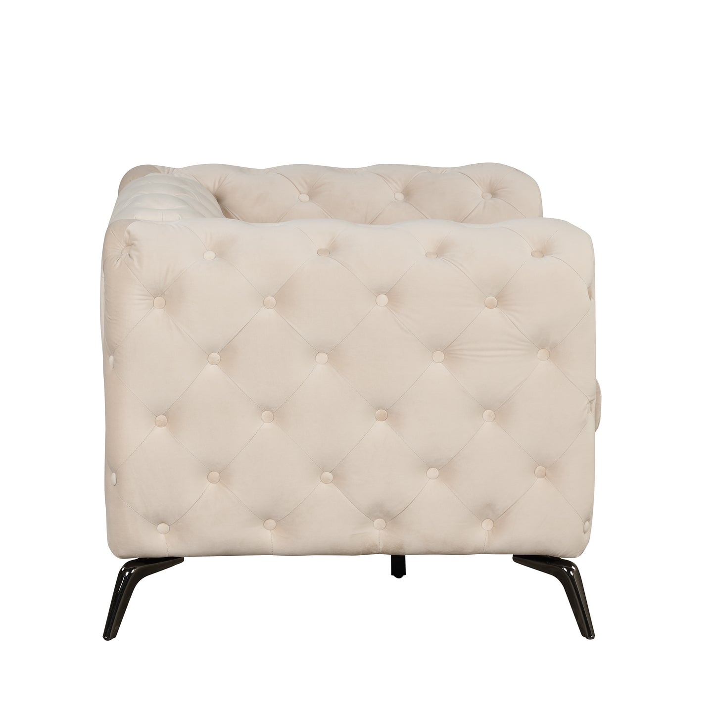 Velvet Upholstered Accent Chair with Button Tufted Back, Ideal for Living Room, Bedroom, or Small Spaces - 40.5 Inch, Beige