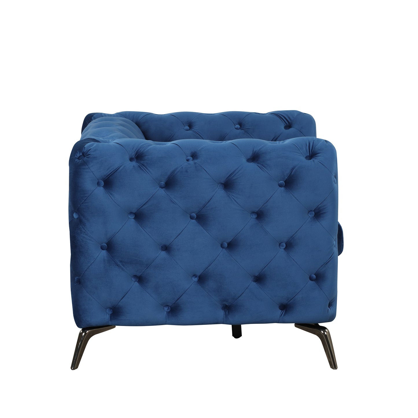 Velvet Upholstered Accent Chair with Button Tufted Back, Ideal for Living Room, Bedroom, or Small Spaces - 40.5 Inch, Blue