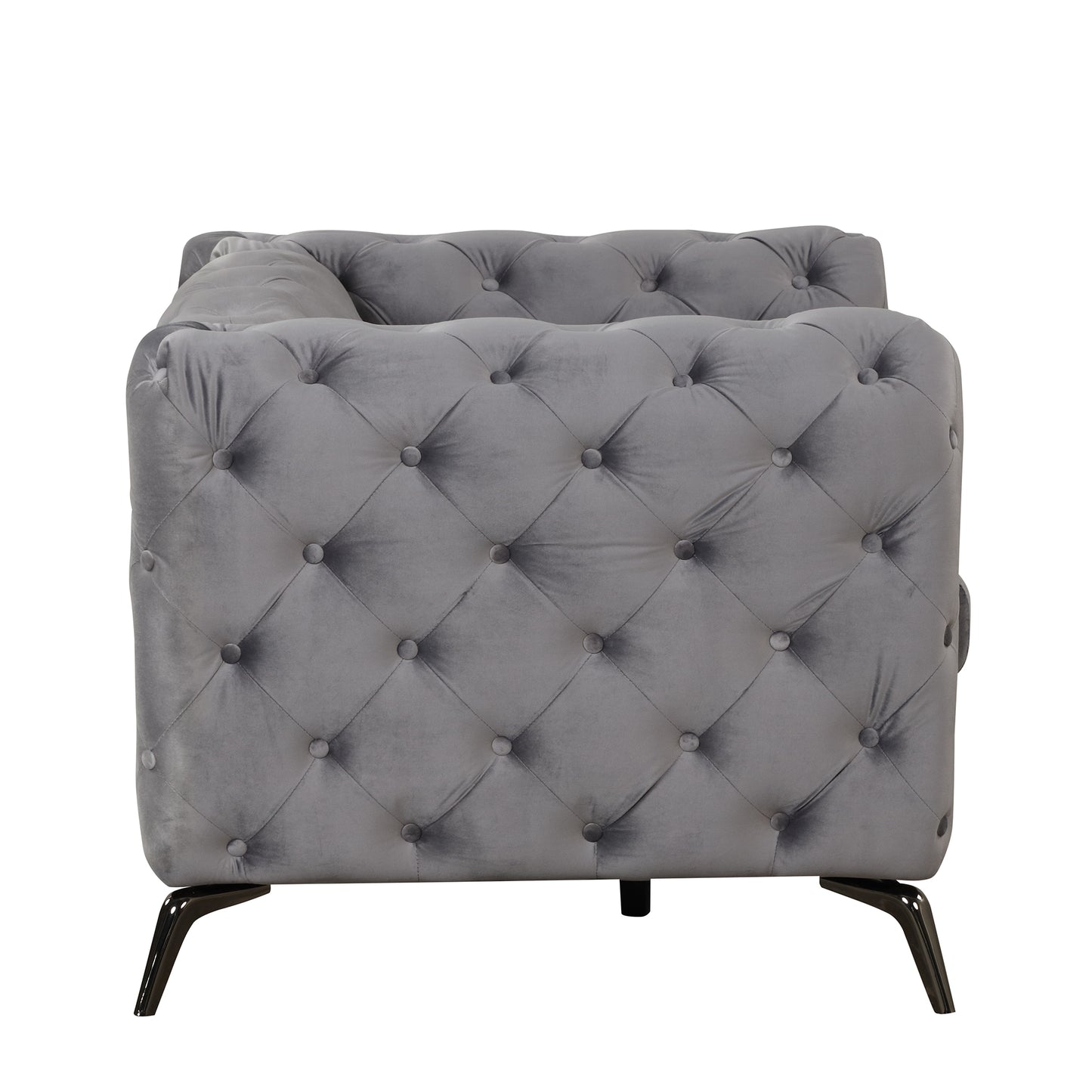 Velvet Upholstered Accent Chair with Button Tufted Back, Ideal for Living Room, Bedroom, or Small Spaces - 40.5 Inch, Gray