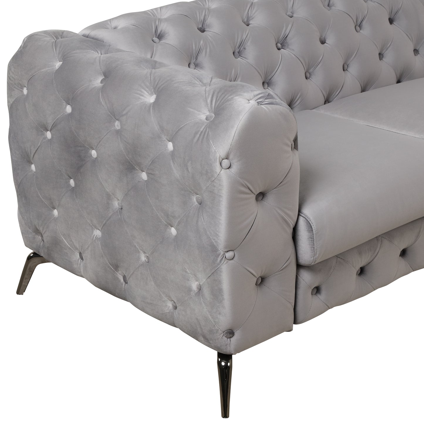Velvet Upholstered Accent Chair with Button Tufted Back, Ideal for Living Room, Bedroom, or Small Spaces - 40.5 Inch, Gray