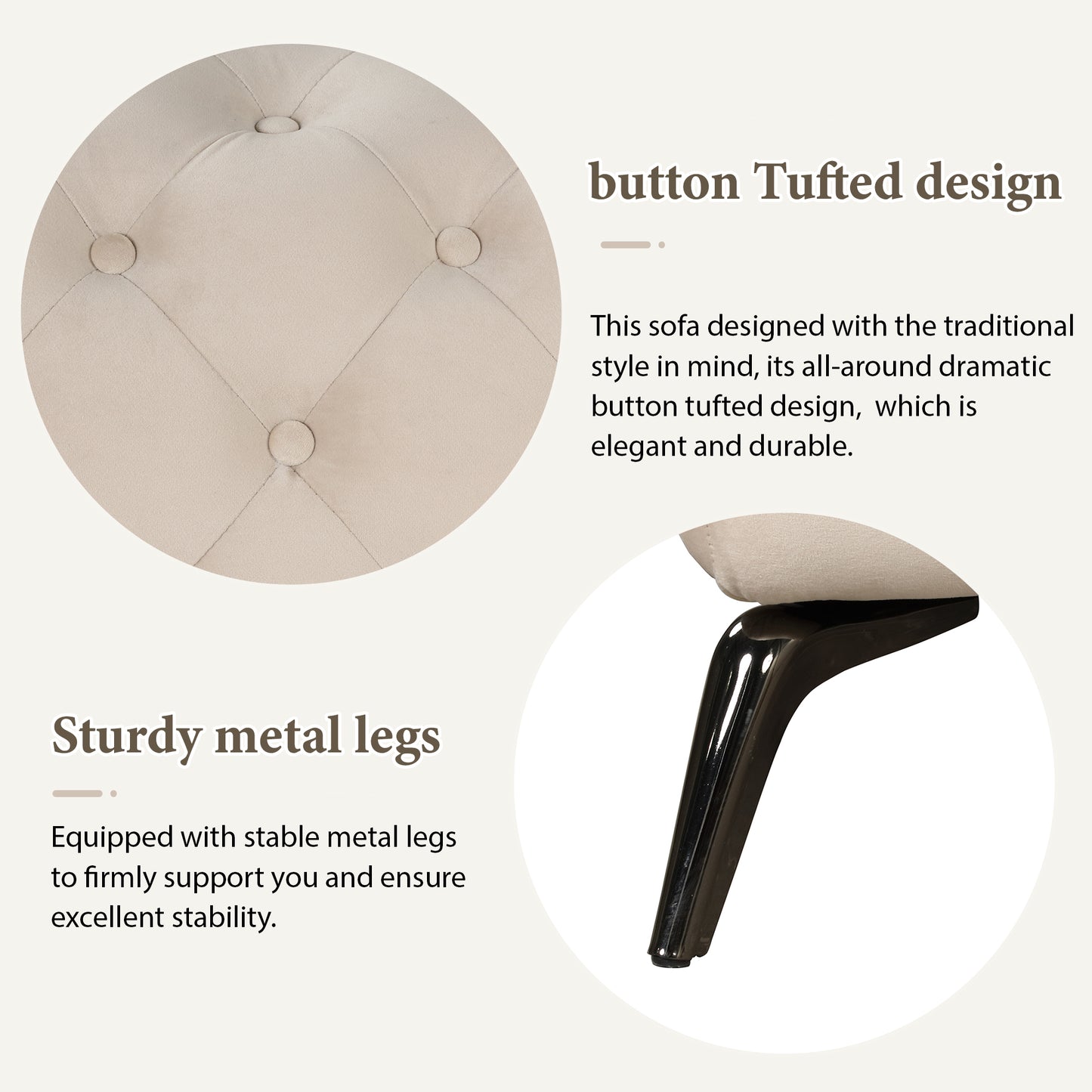 Velvet Upholstered Accent Chair with Button Tufted Back, Ideal for Living Room, Bedroom, or Small Spaces - 40.5 Inch, Beige