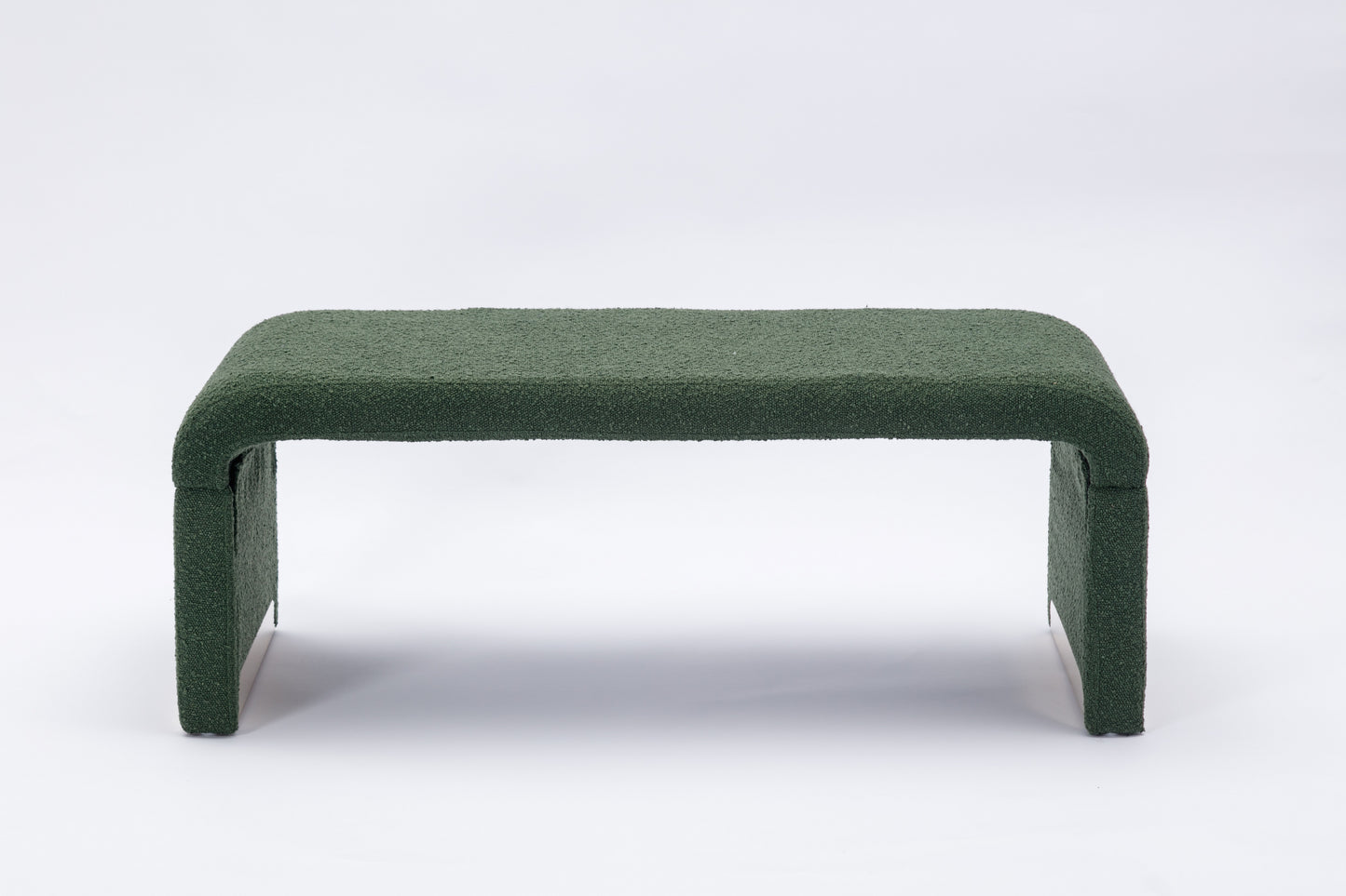 Boucle Fabric Footstool Bedroom Bench Shoe Bench With Gold Metal Legs,Green