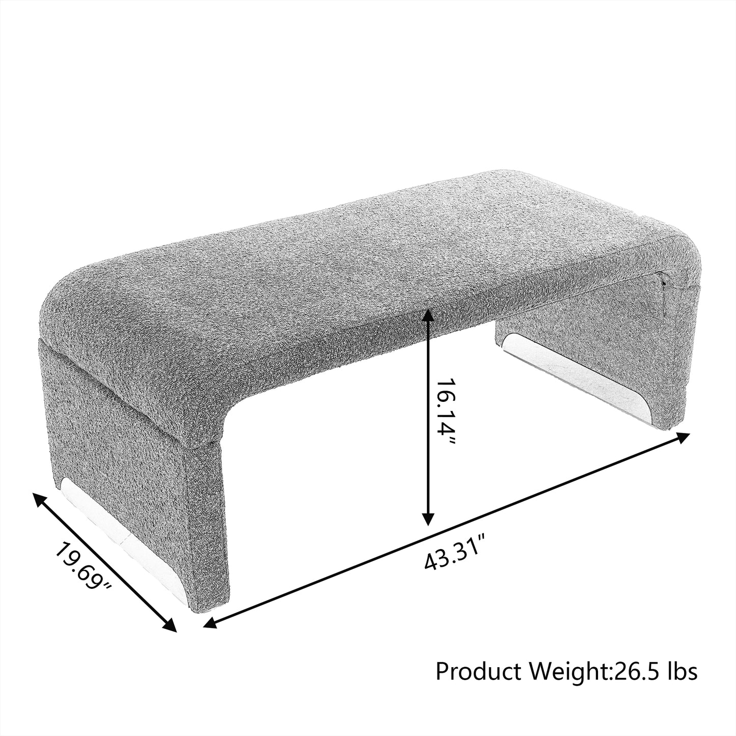 Boucle Fabric Footstool Bedroom Bench Shoe Bench With Gold Metal Legs,Green