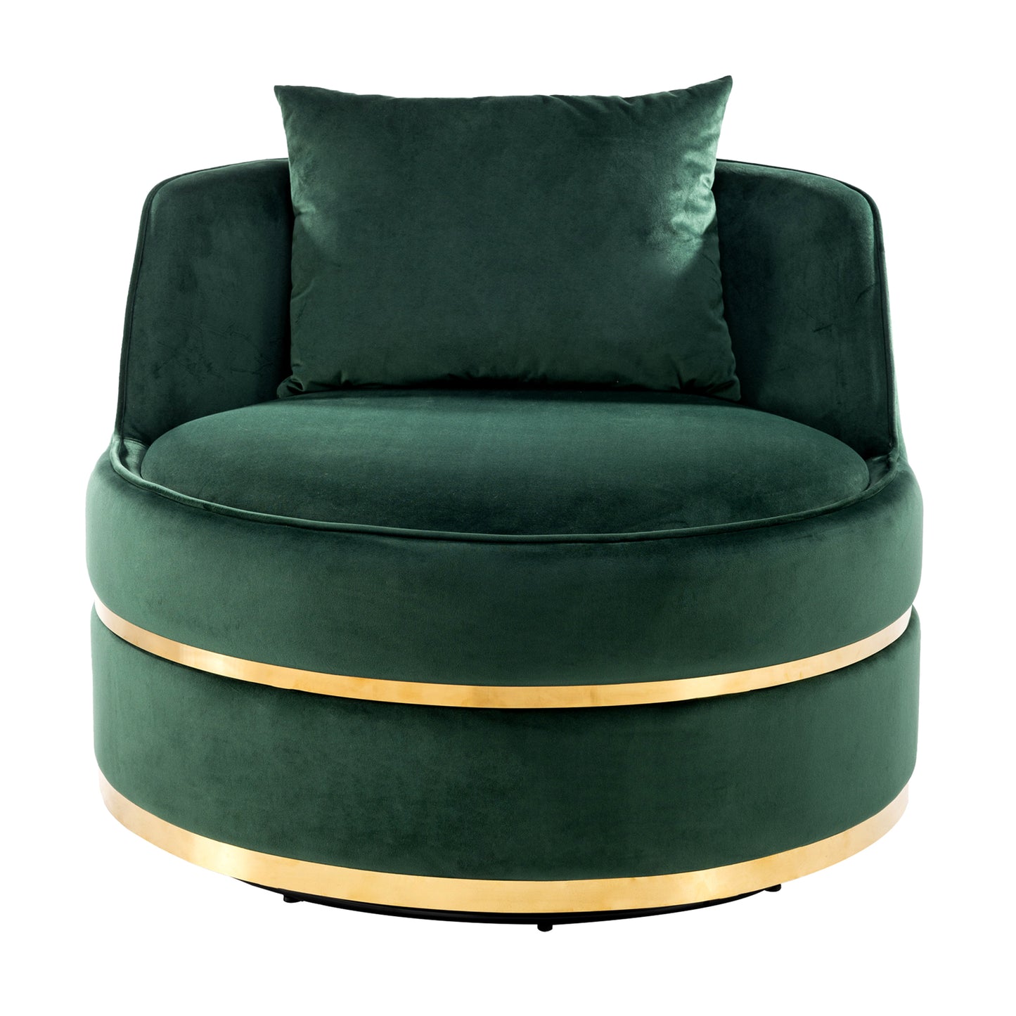 360 Degree Swivel Velvet Accent Chair, Barrel Chair Over-Sized Soft Chair with Seat Cushion, Green