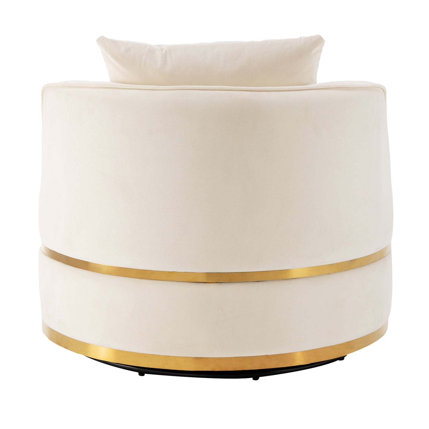 360 Degree Swivel Velvet Accent Chair, Barrel Chair Over-Sized Soft Chair with Seat Cushion, Beige