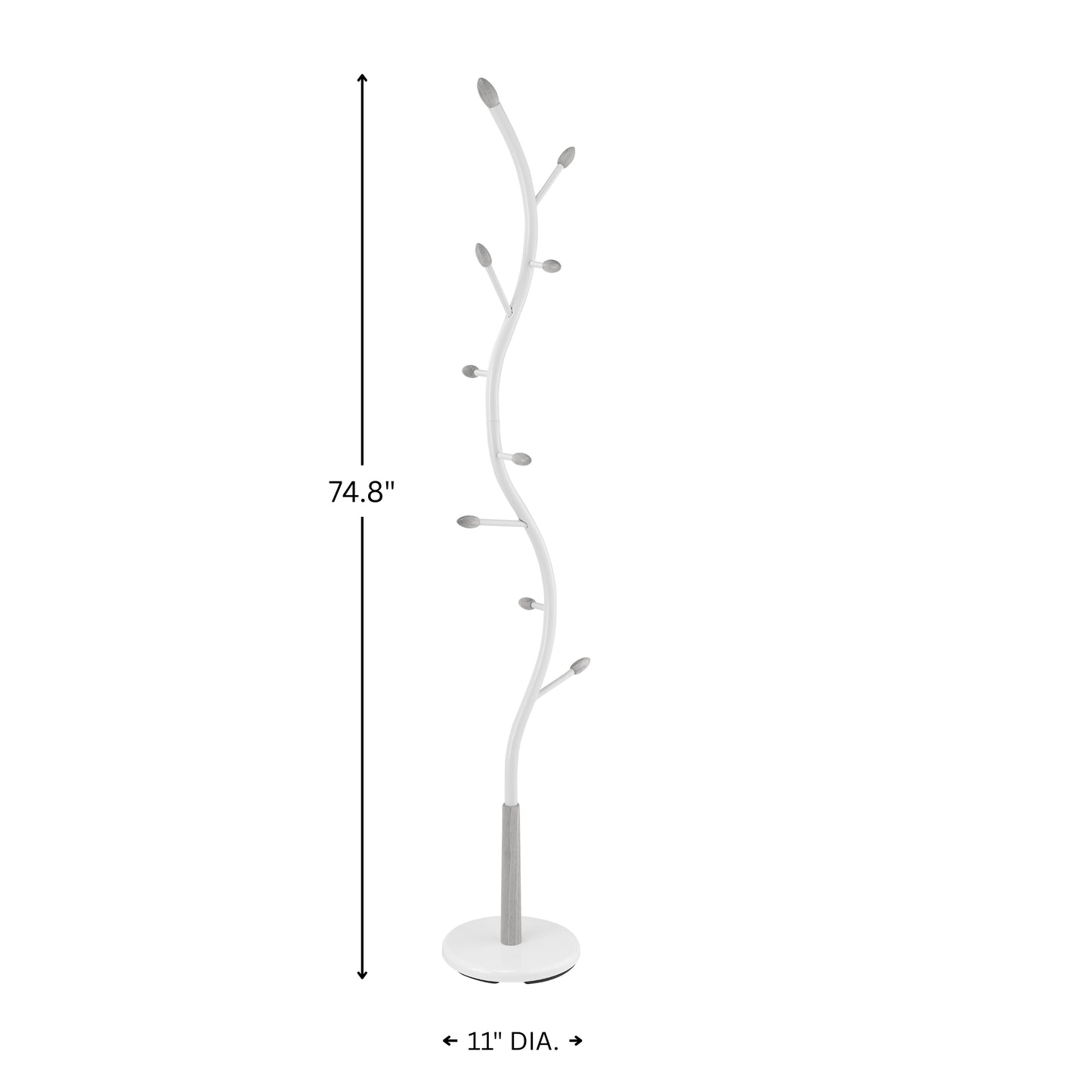 Arles Metal White and Oak Standing Coat Rack