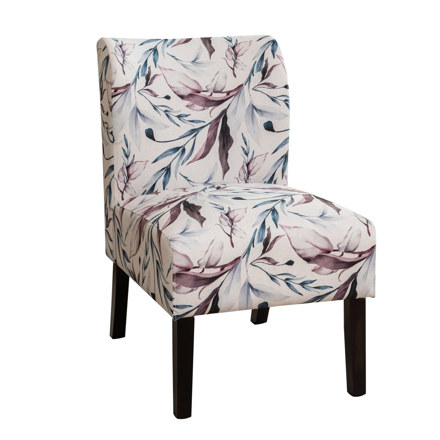 Capa Purple Floral Print Fabric Armless Contemporary Accent Chair