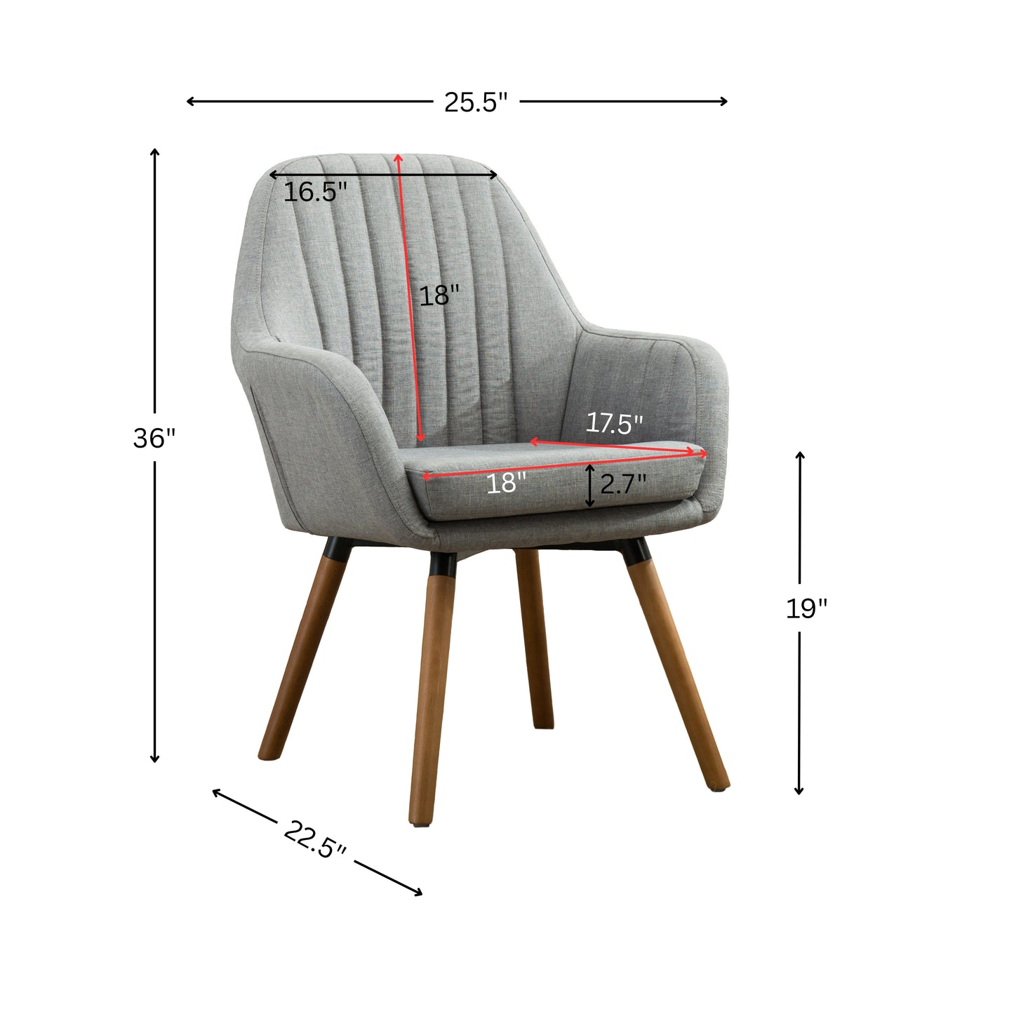Tuchico Contemporary Fabric Accent Chair, Gray