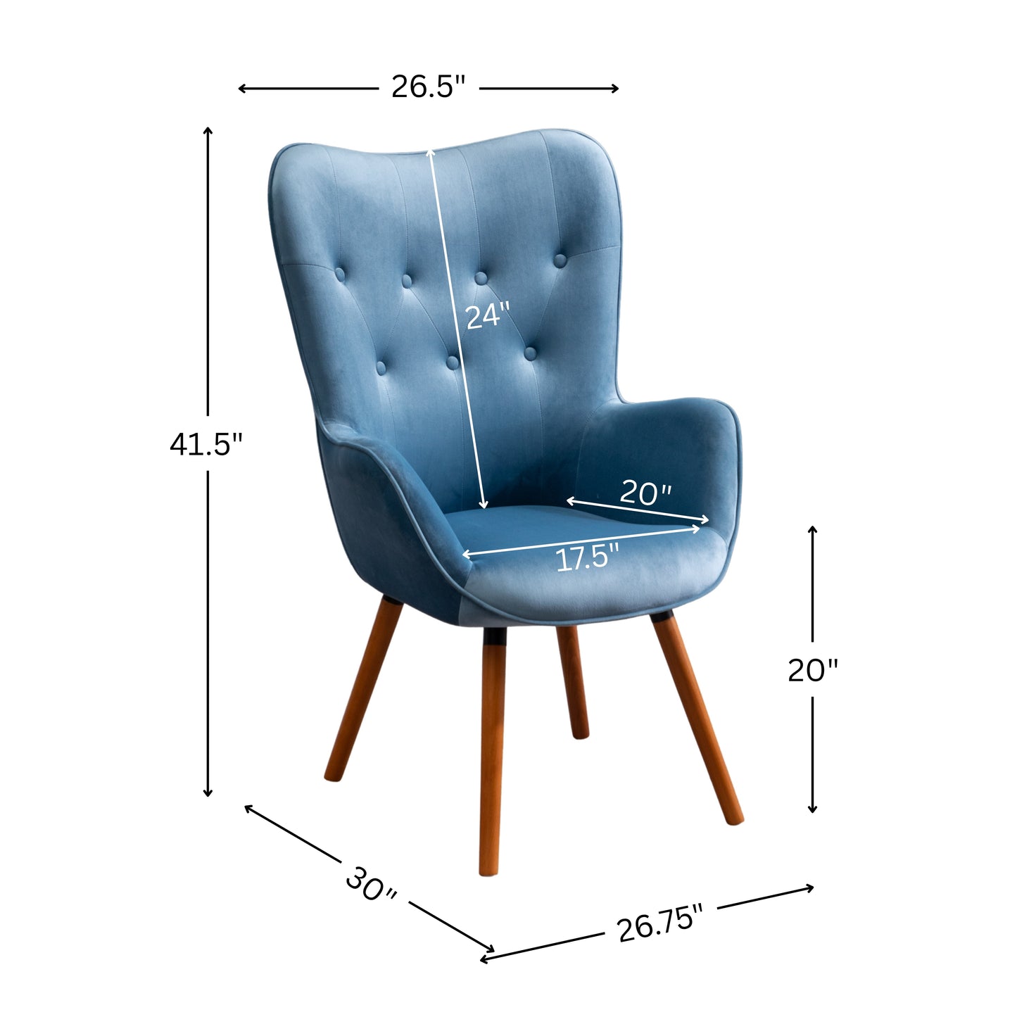 Doarnin Contemporary Silky Velvet Tufted Button Back Accent Chair, Blue