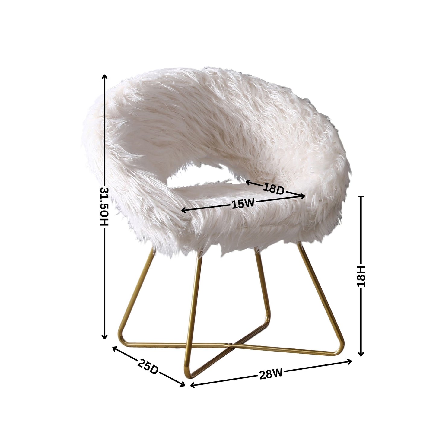 Slatina Faux Fur Upholstered Accent Chair, White
