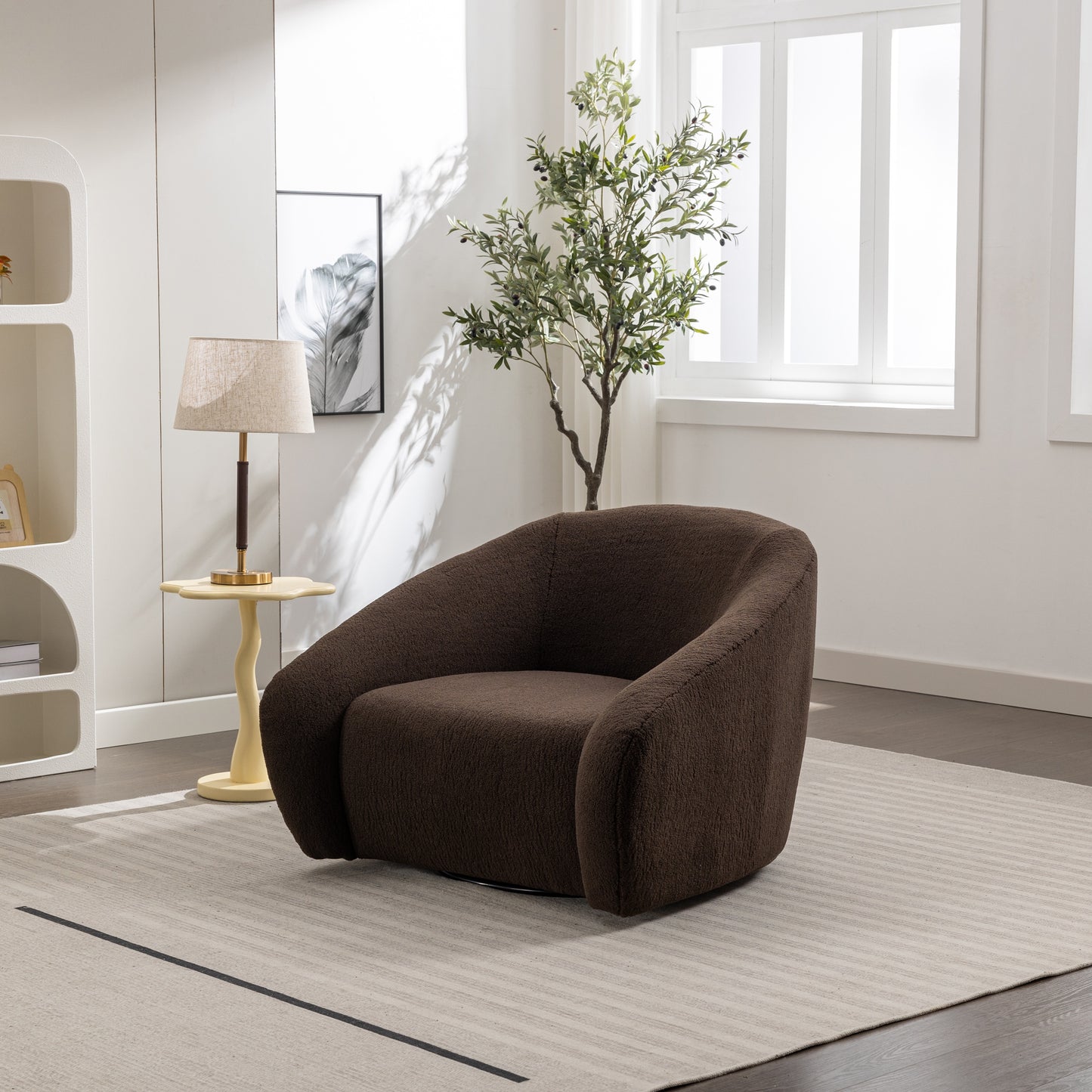 Roundhill Furniture Luzern Modern Upholstered Accent Chair, 360° Swivel