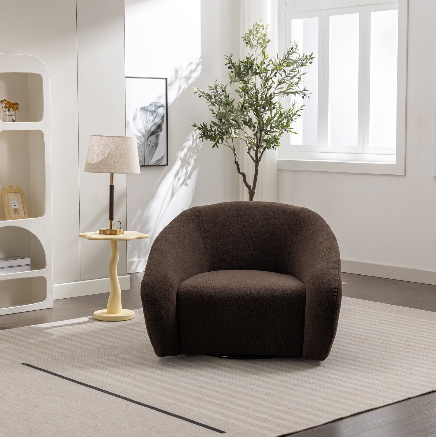 Roundhill Furniture Luzern Modern Upholstered Accent Chair, 360° Swivel