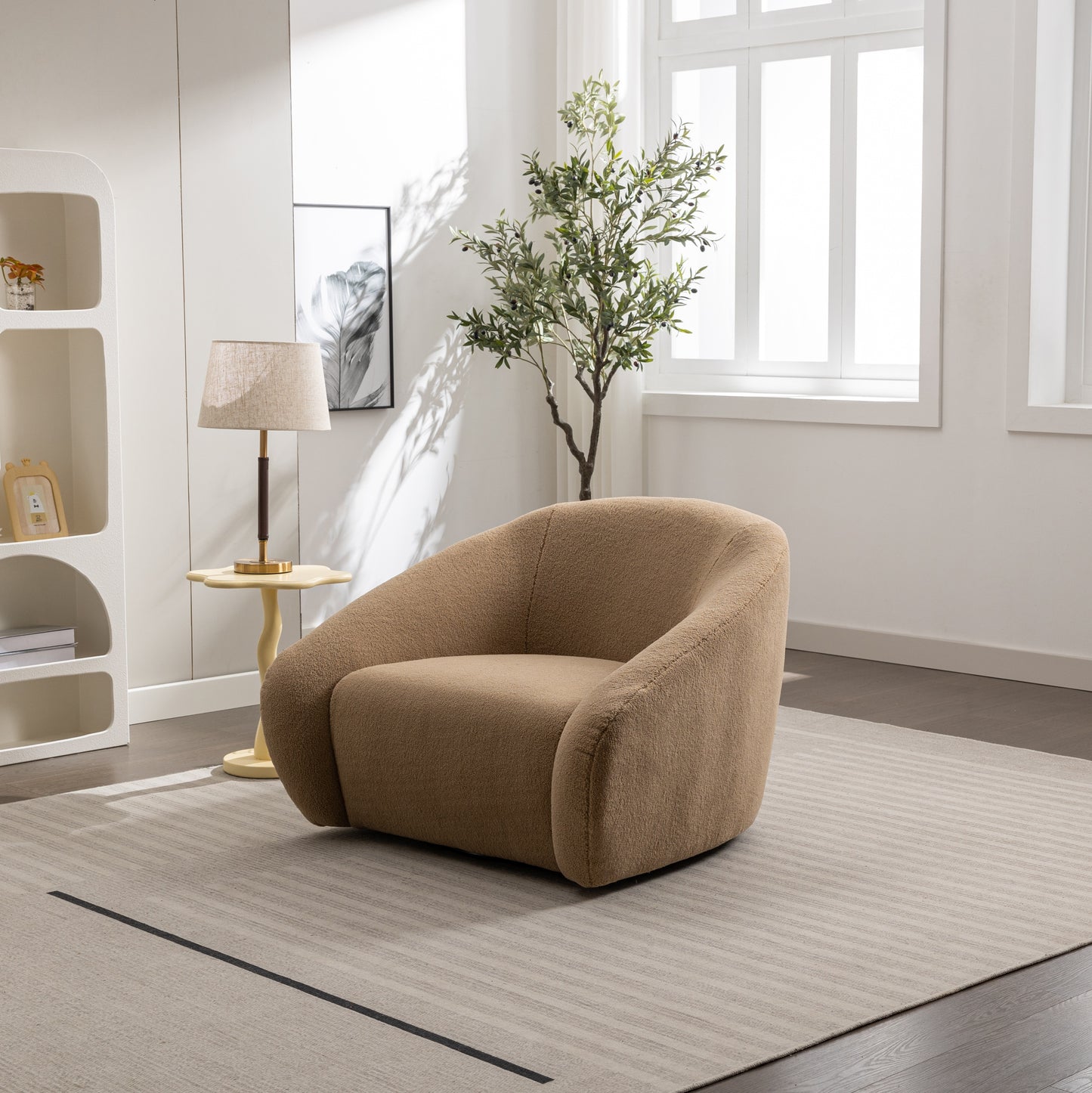 Roundhill Furniture Luzern Modern Upholstered Accent Chair, 360° Swivel