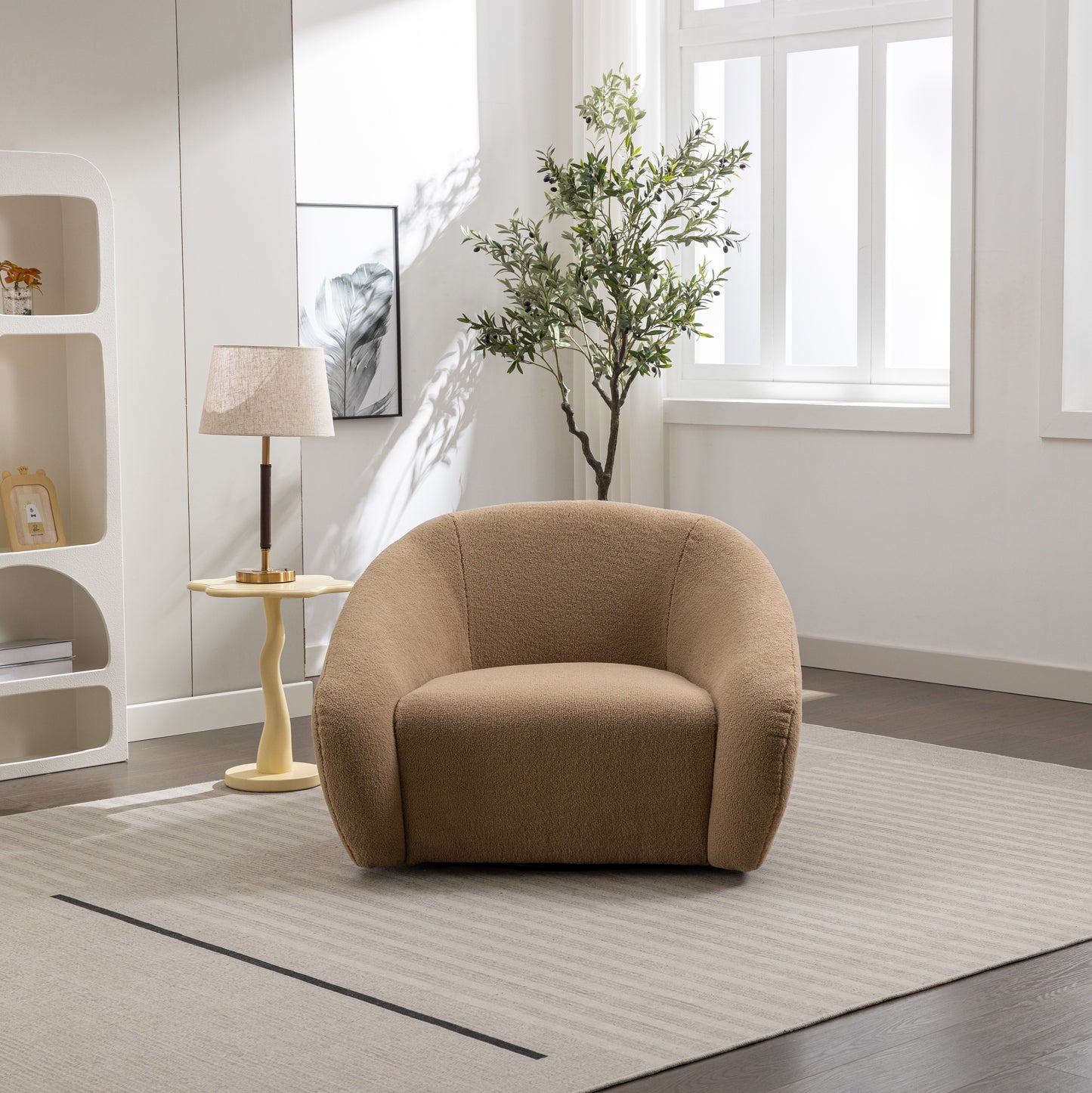 Roundhill Furniture Luzern Modern Upholstered Accent Chair, 360° Swivel