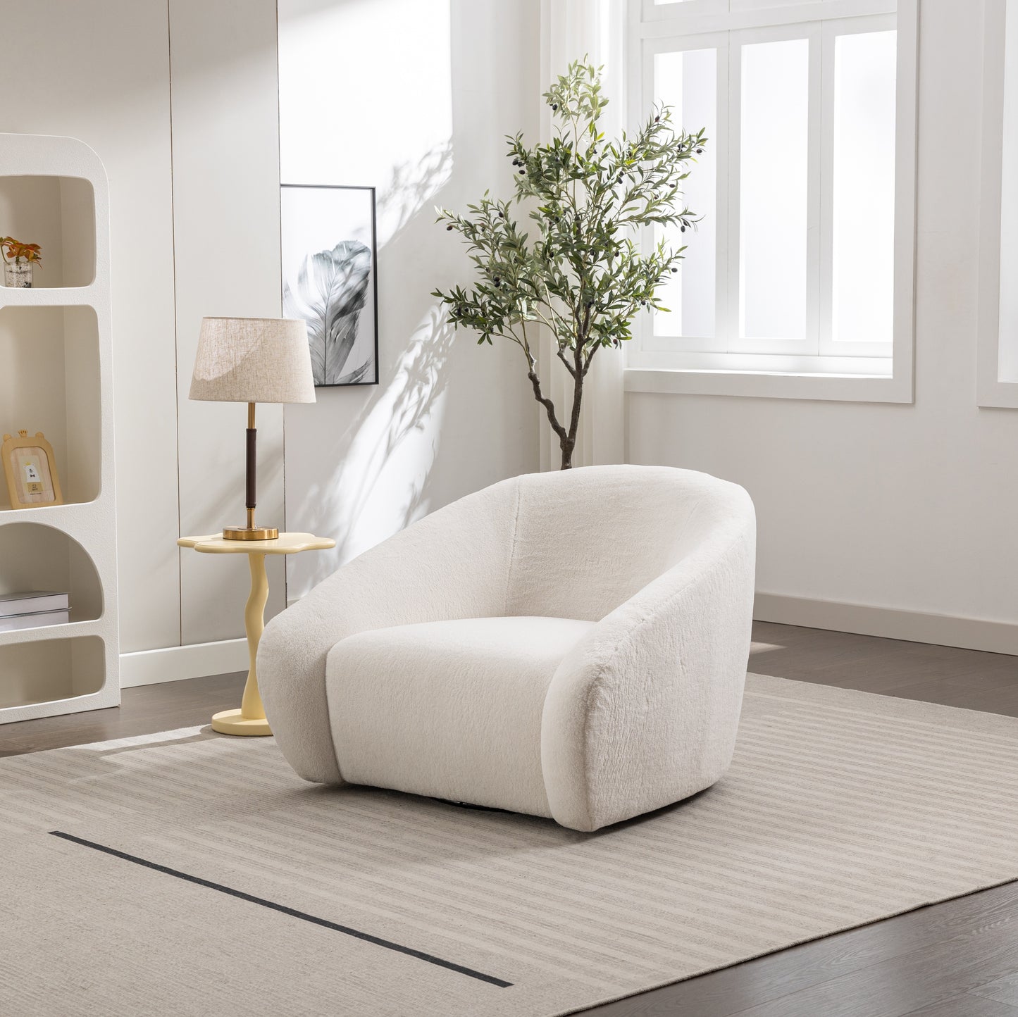 Roundhill Furniture Luzern Modern Upholstered Accent Chair, 360° Swivel