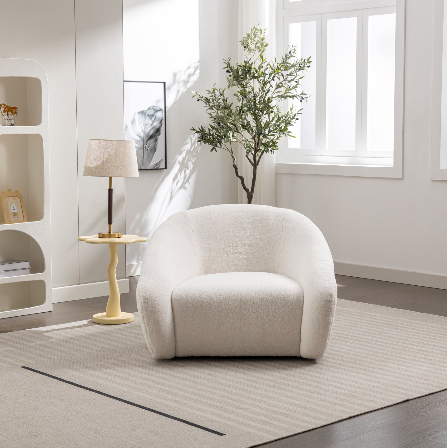 Roundhill Furniture Luzern Modern Upholstered Accent Chair, 360° Swivel