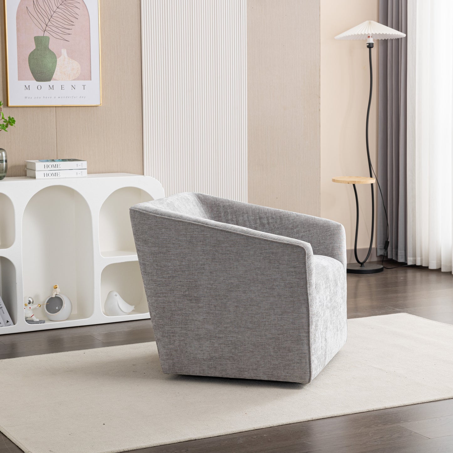 Roundhill Furniture Nice Modern Upholstered 360° Swivel Barrel Armchair