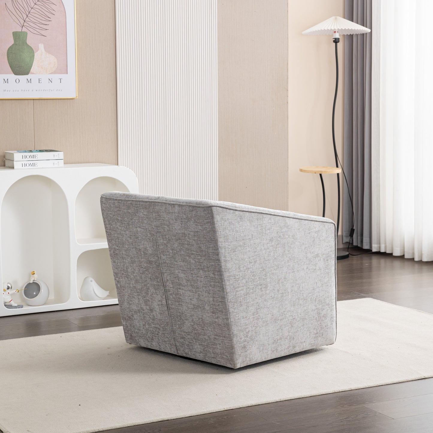 Roundhill Furniture Nice Modern Upholstered 360° Swivel Barrel Armchair