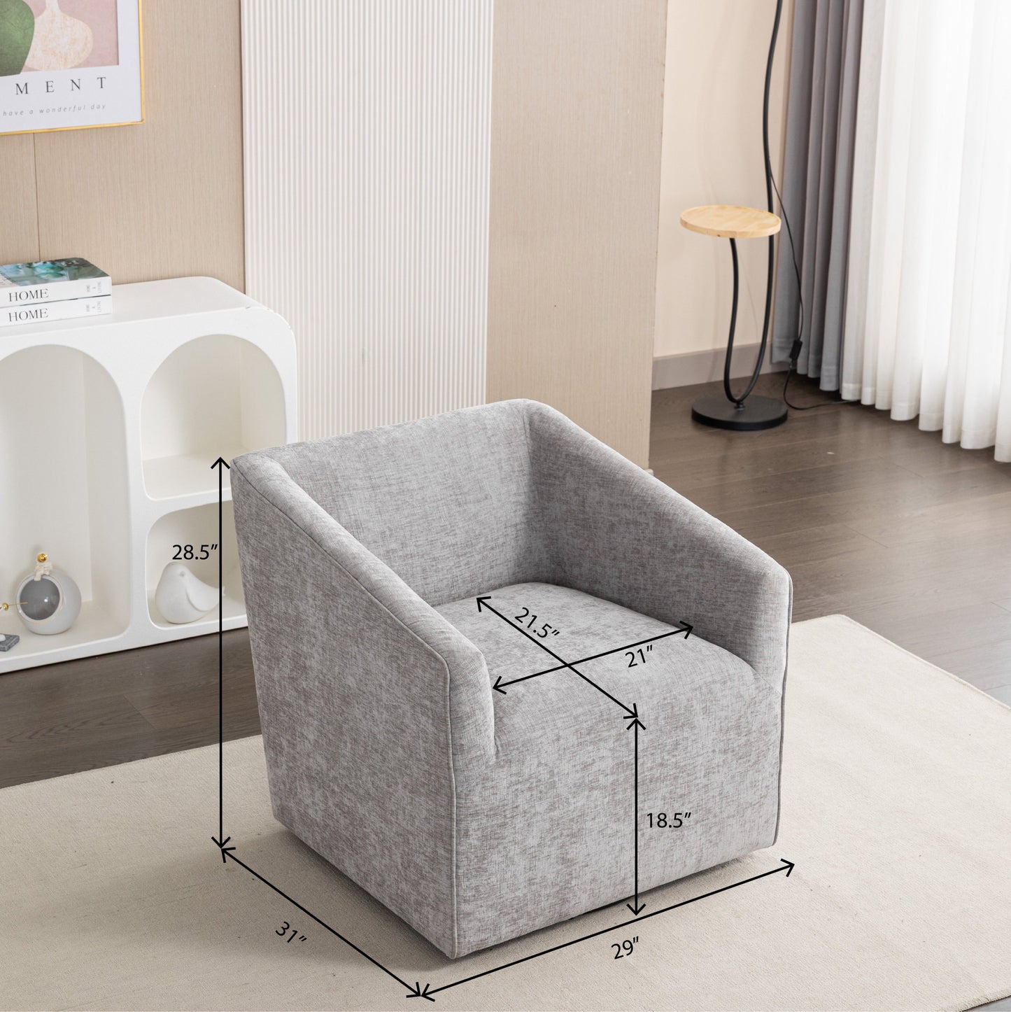 Roundhill Furniture Nice Modern Upholstered 360° Swivel Barrel Armchair