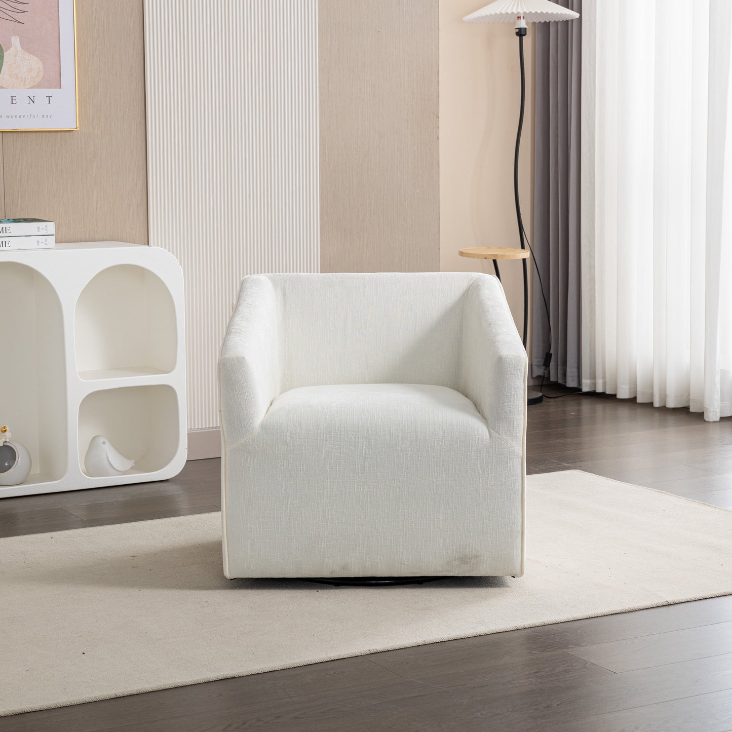 Roundhill Furniture Nice Modern Upholstered 360° Swivel Barrel Armchair