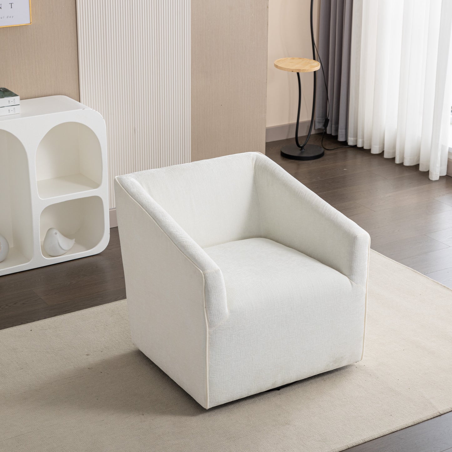 Roundhill Furniture Nice Modern Upholstered 360° Swivel Barrel Armchair
