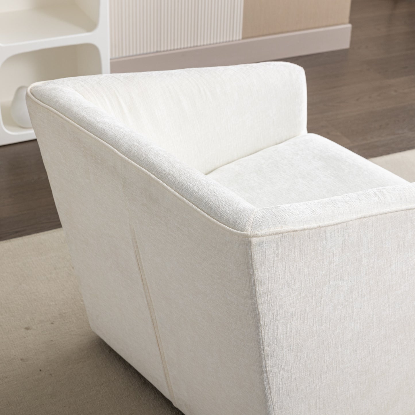 Roundhill Furniture Nice Modern Upholstered 360° Swivel Barrel Armchair