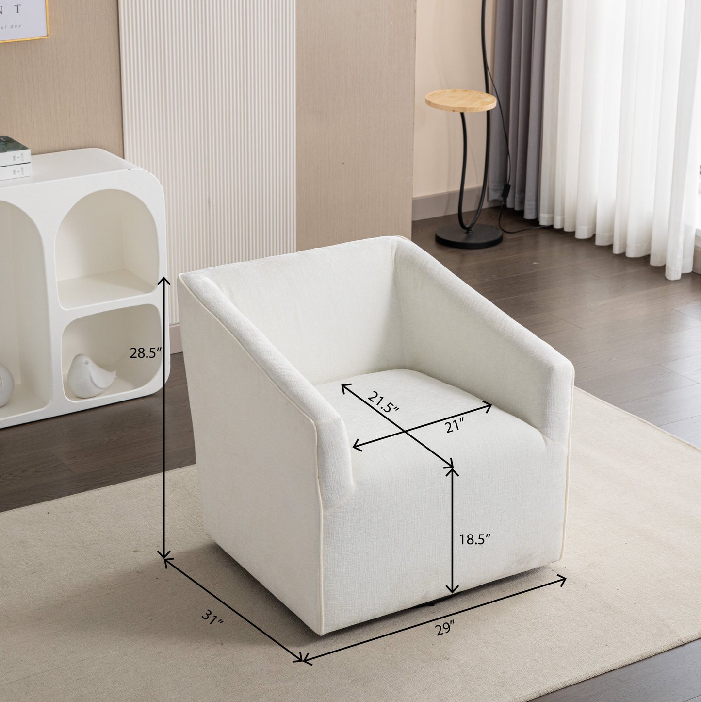 Roundhill Furniture Nice Modern Upholstered 360° Swivel Barrel Armchair