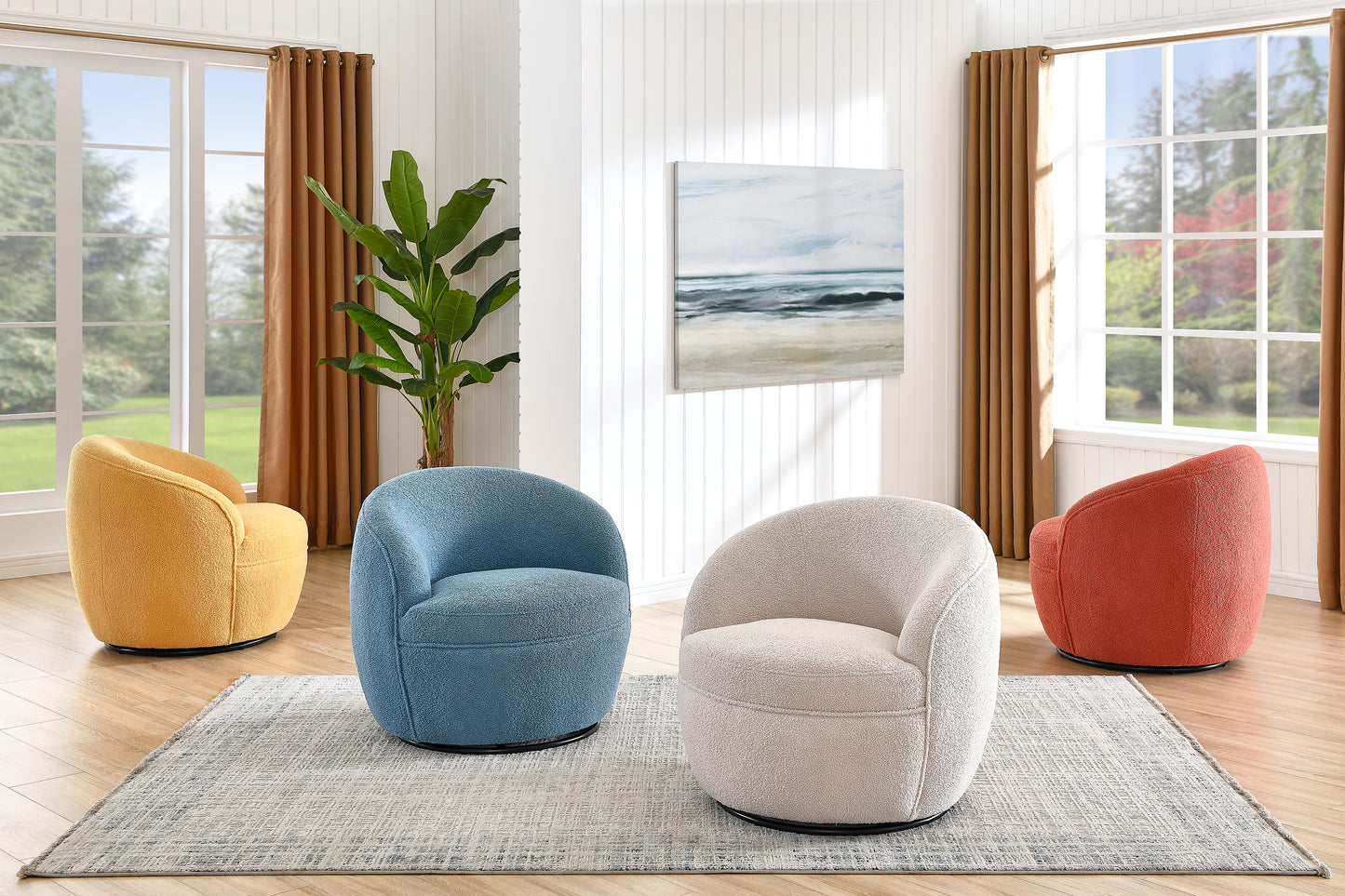 Roundhill Furniture Galleria 360 Swivel Teddy Sherpa Barrel Chair