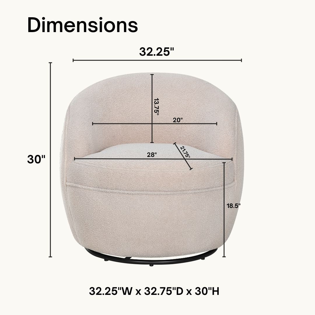 Roundhill Furniture Galleria 360 Swivel Teddy Sherpa Barrel Chair