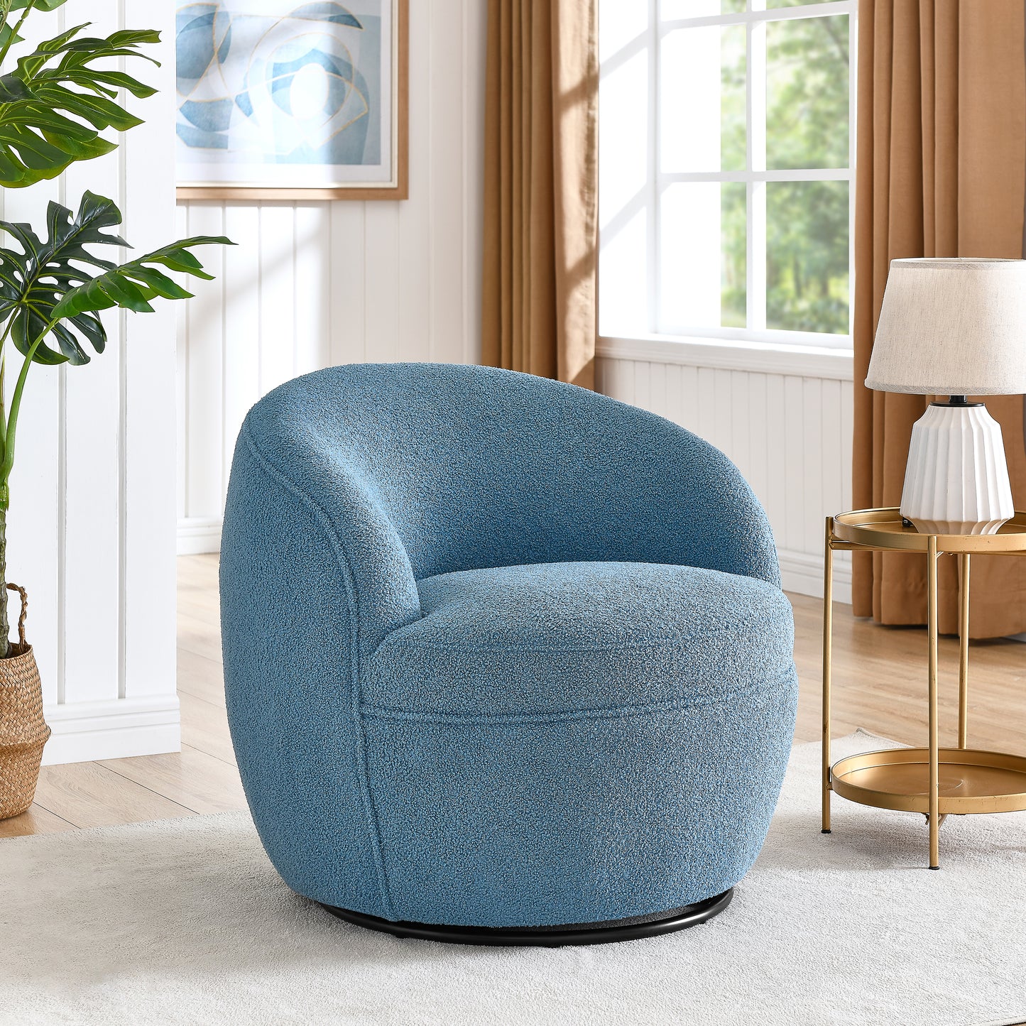 Roundhill Furniture Galleria 360 Swivel Teddy Sherpa Barrel Chair