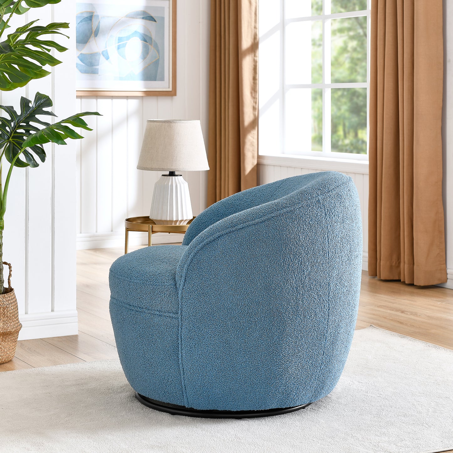 Roundhill Furniture Galleria 360 Swivel Teddy Sherpa Barrel Chair