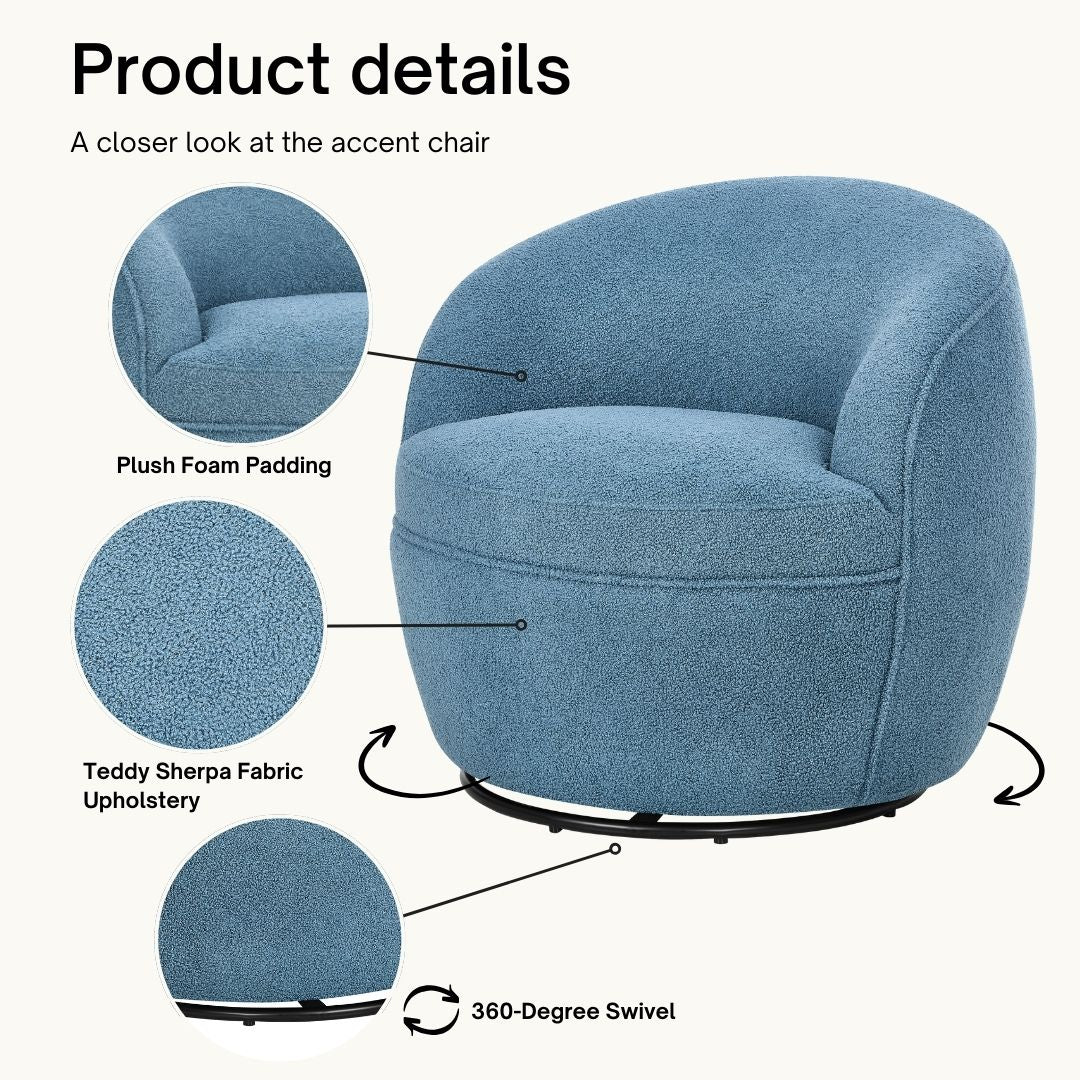 Roundhill Furniture Galleria 360 Swivel Teddy Sherpa Barrel Chair