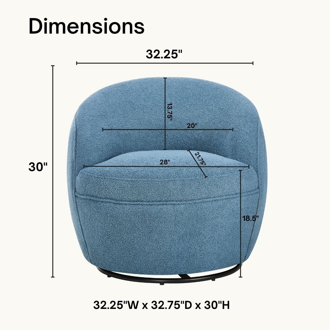 Roundhill Furniture Galleria 360 Swivel Teddy Sherpa Barrel Chair