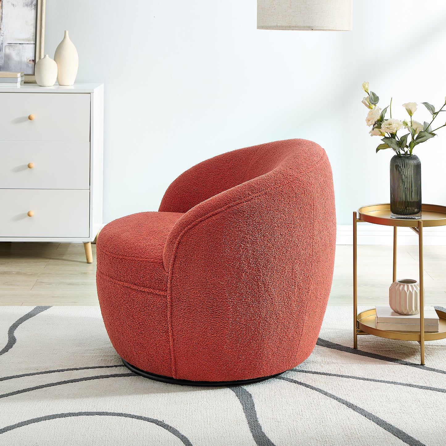 Roundhill Furniture Galleria 360 Swivel Teddy Sherpa Barrel Chair
