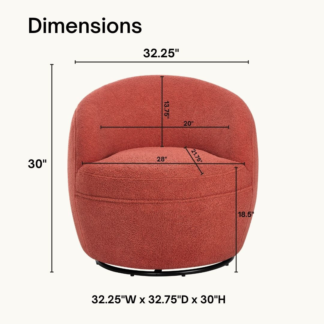 Roundhill Furniture Galleria 360 Swivel Teddy Sherpa Barrel Chair