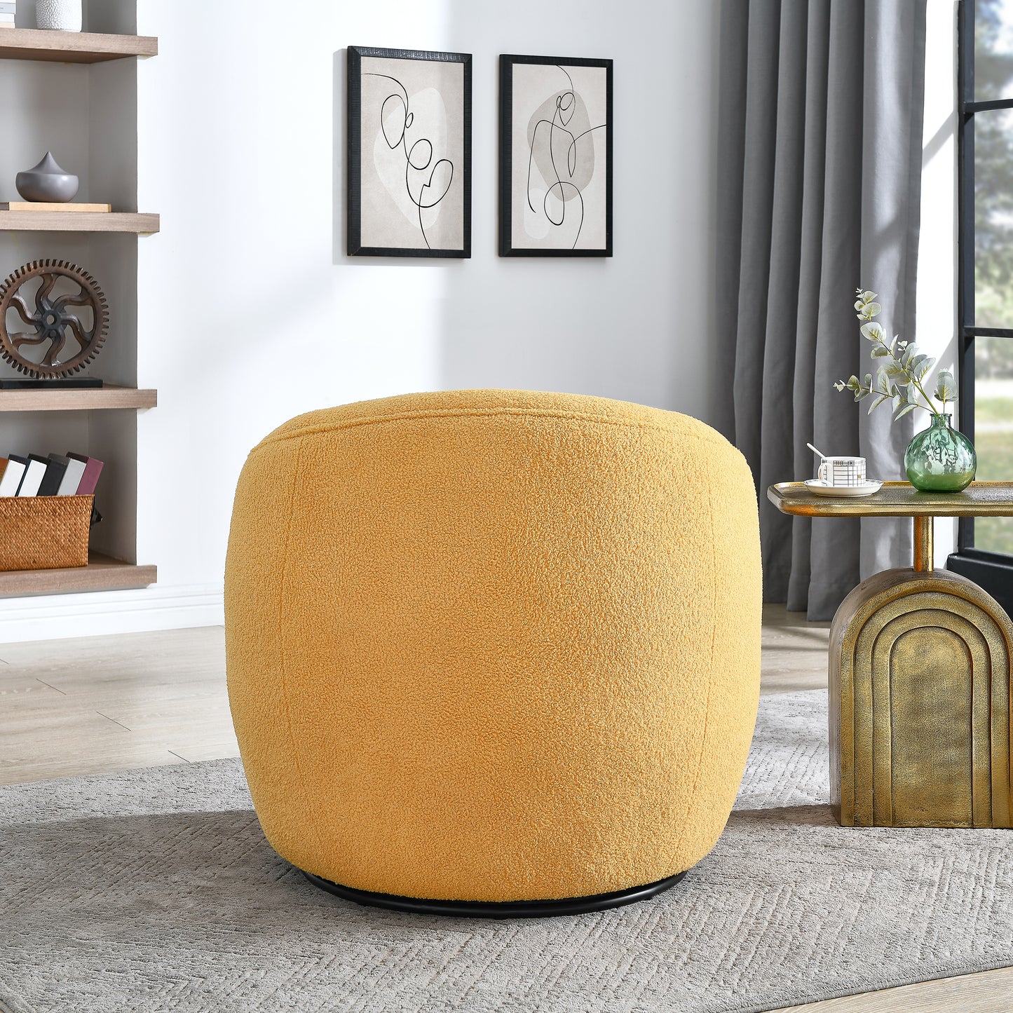 Roundhill Furniture Galleria 360 Swivel Teddy Sherpa Barrel Chair