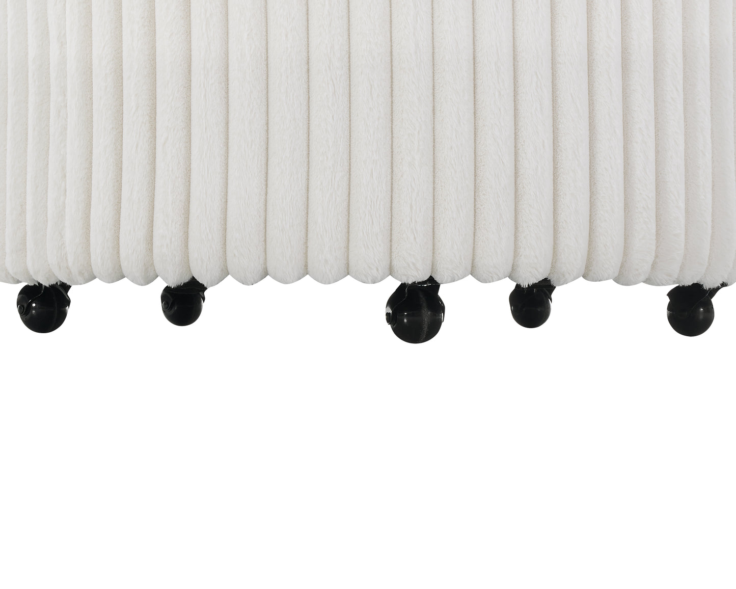 Roundhill Furniture Malna Plush Wide Wale Corduroy Barrel Accent Chair with Wheels, Off-white