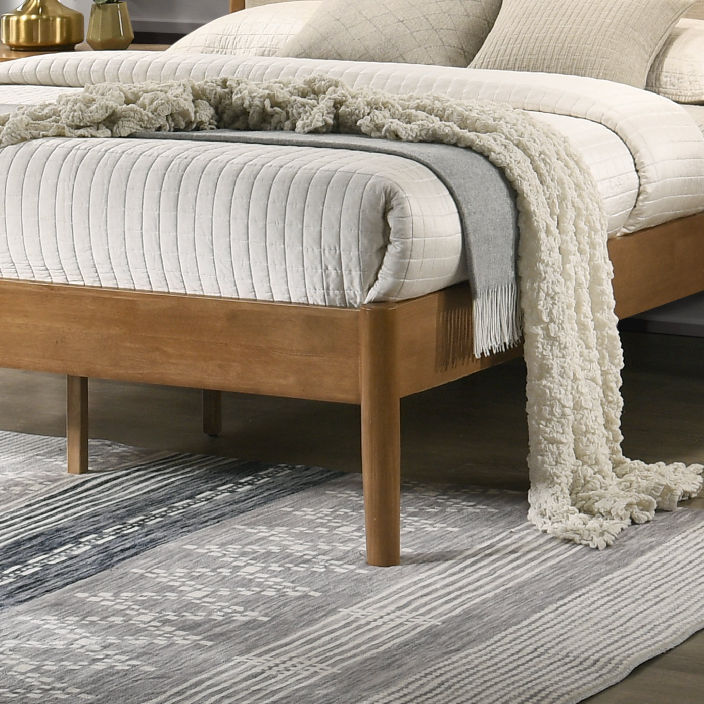 Roundhill Furniture Vichy Rattan Bedroom Collection in Light Walnut