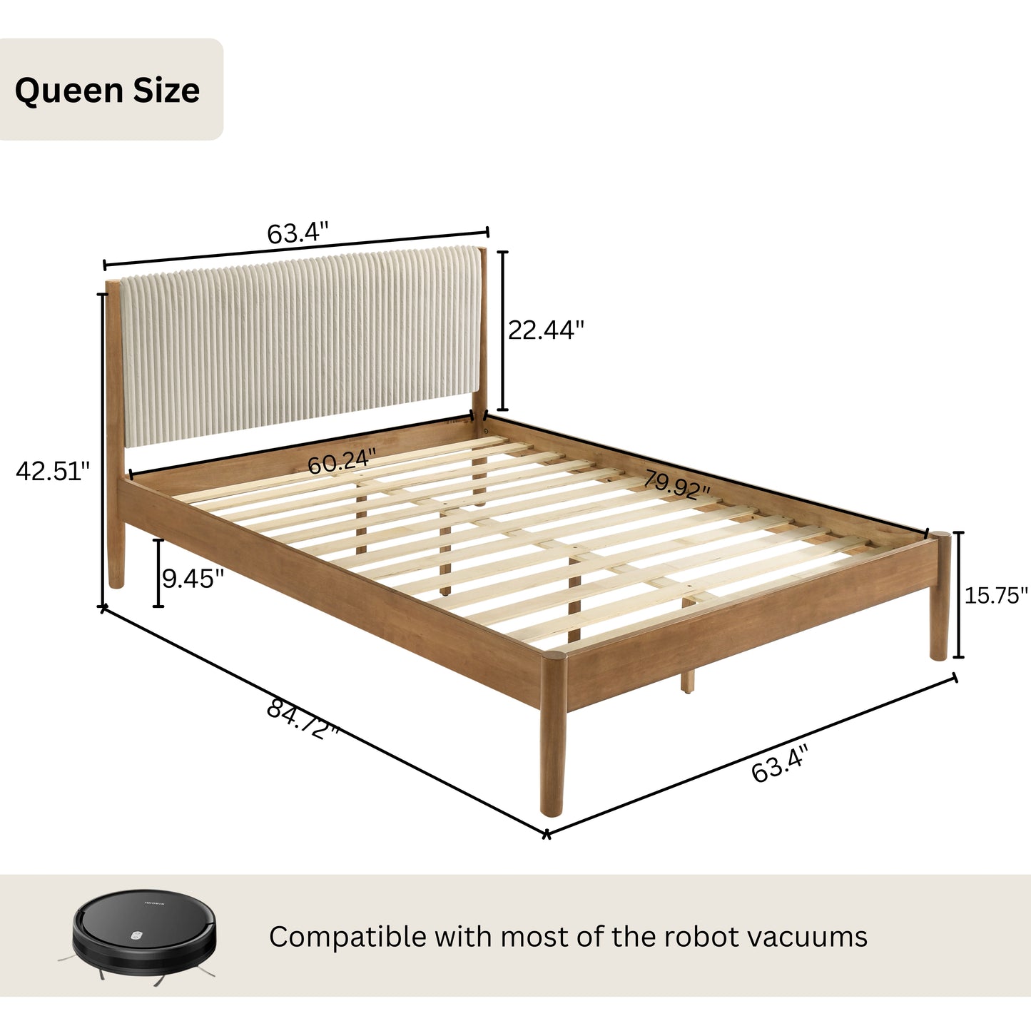 Roundhill Furniture Vichy Rattan Bedroom Collection in Light Walnut
