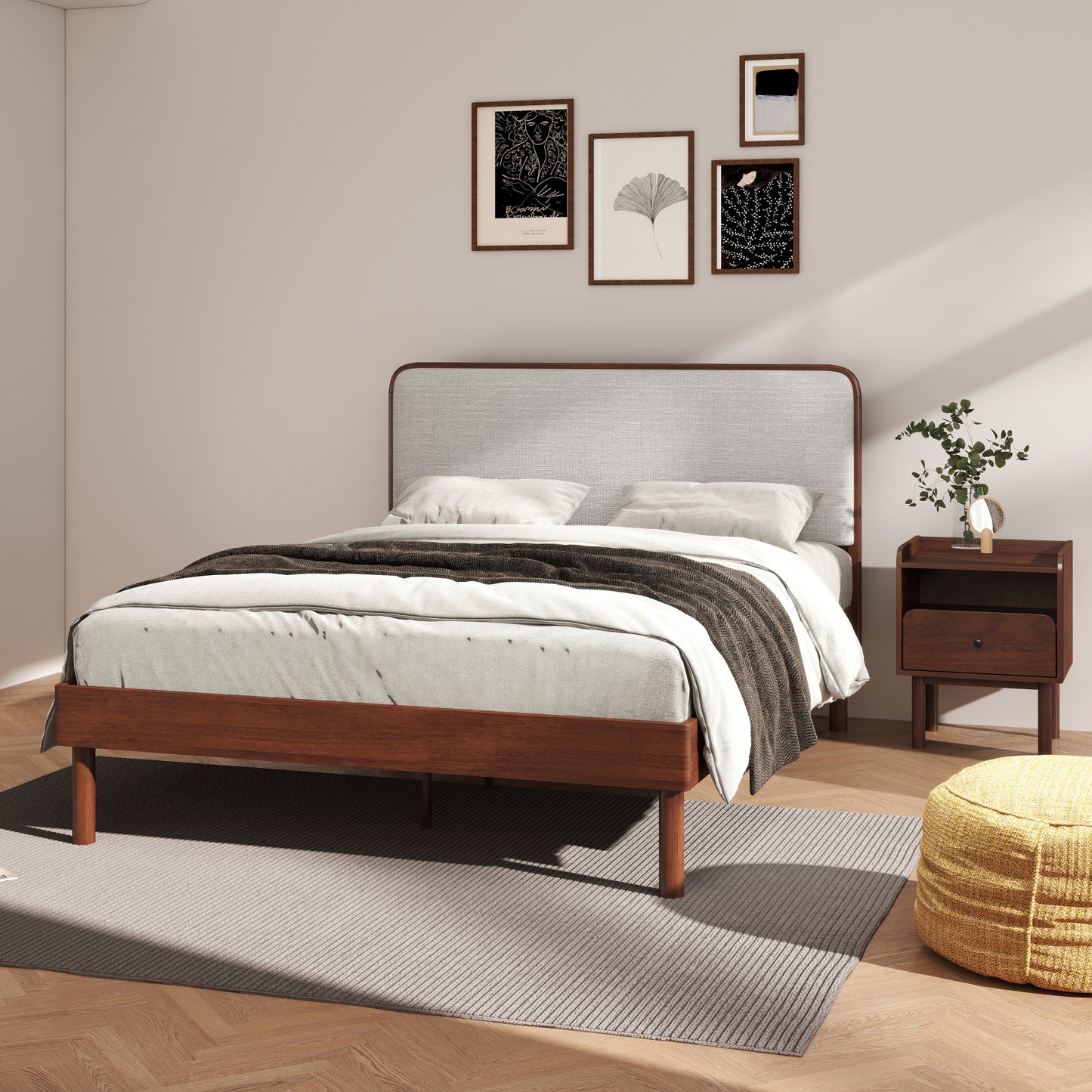 Roundhill Furniture Wyller Bedroom Collection, Natural Walnut Finish