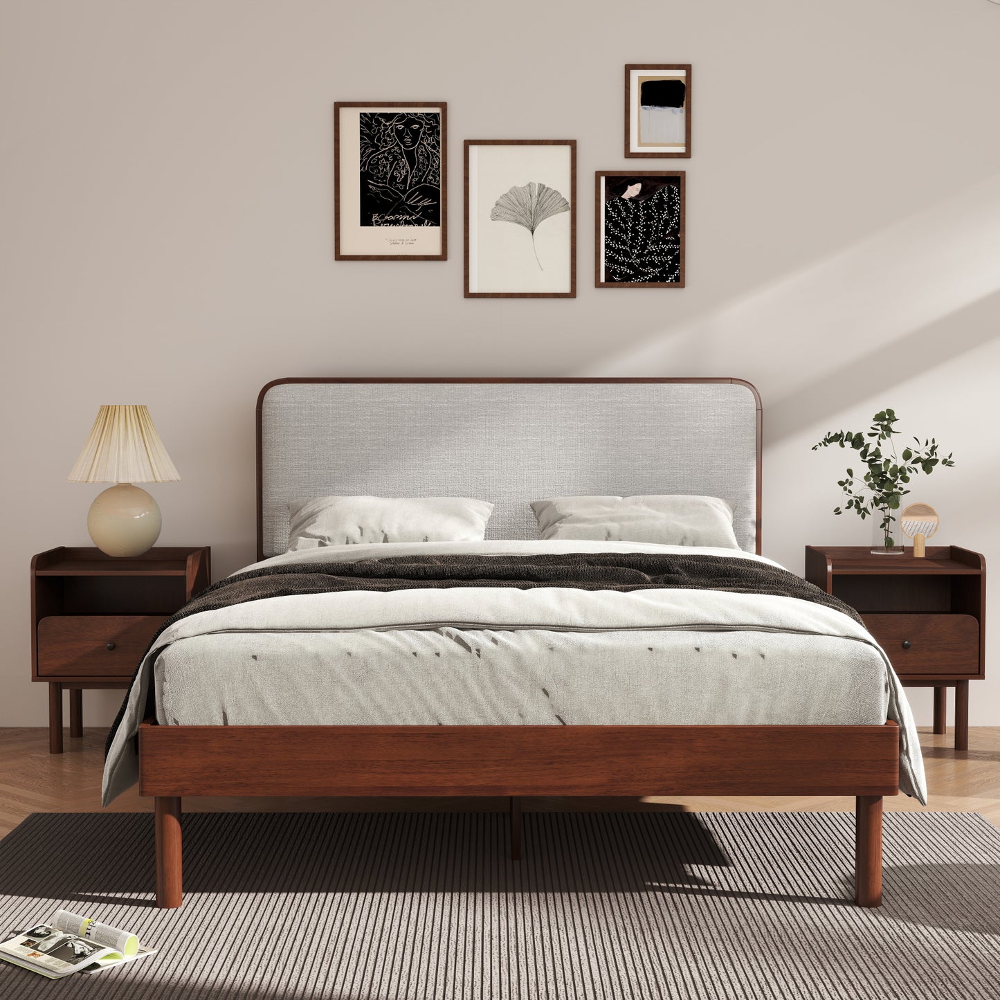 Roundhill Furniture Wyller Bedroom Collection, Natural Walnut Finish