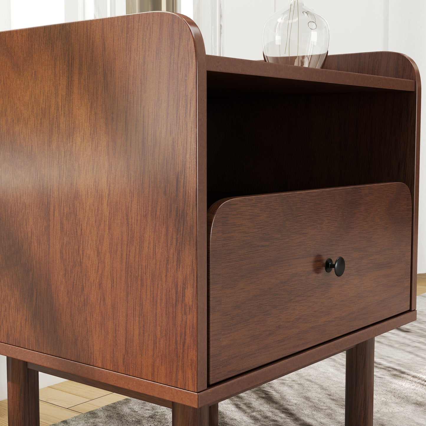 Roundhill Furniture Wyller Bedroom Collection, Natural Walnut Finish