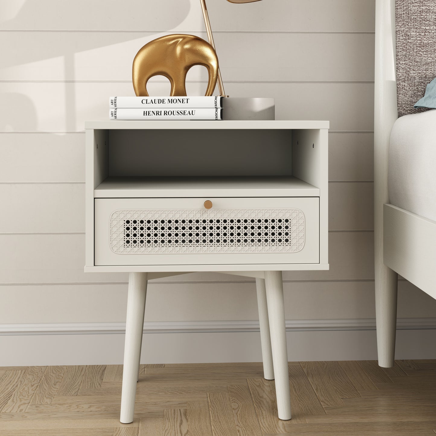 Roundhill Furniture Feeney Bedroom Collection, Cream White, Queen