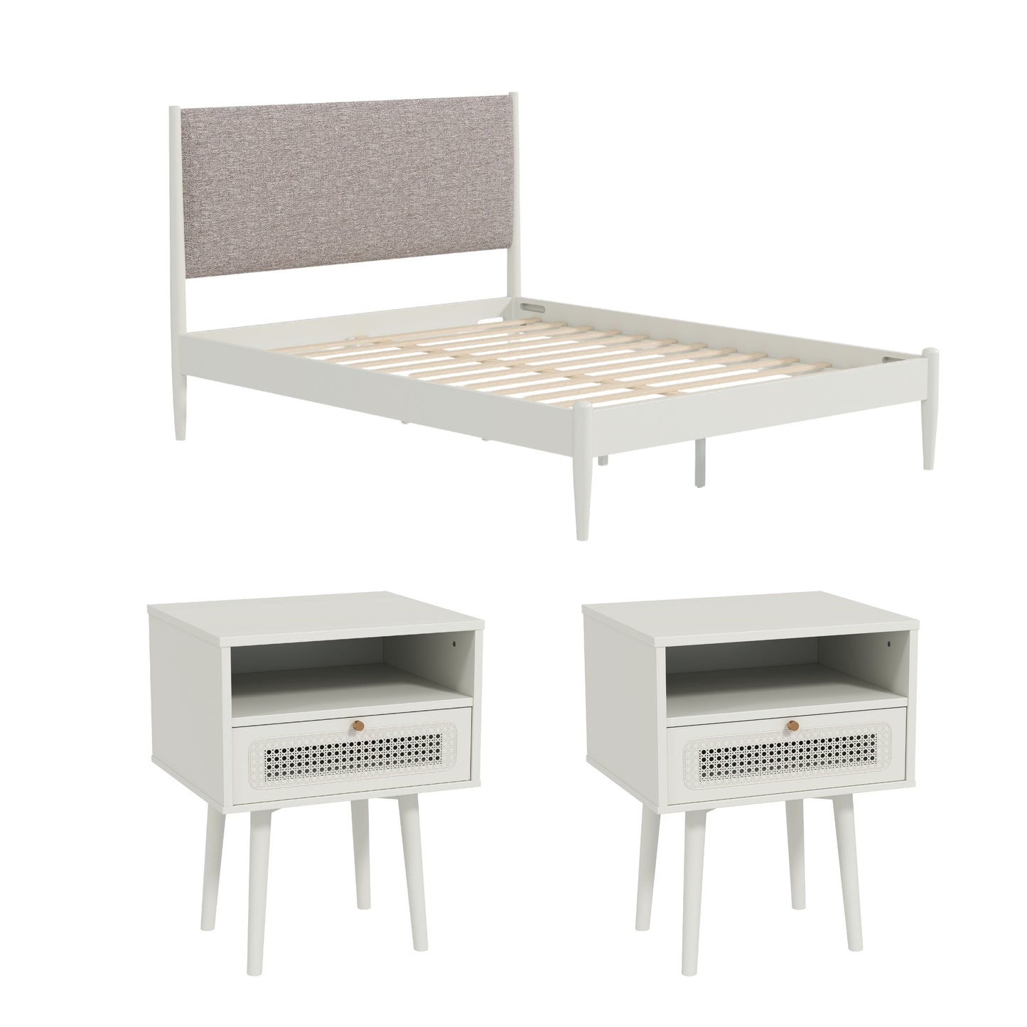 Roundhill Furniture Feeney Bedroom Collection, Cream White, Queen