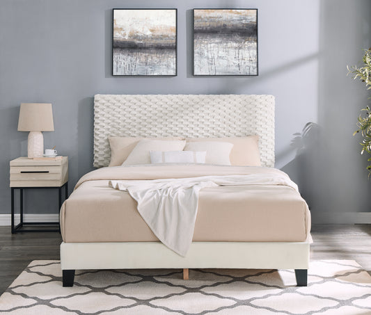 Findlay 2-Piece Bedroom Set, Plush 3D Upholstered Bed with Nightstand