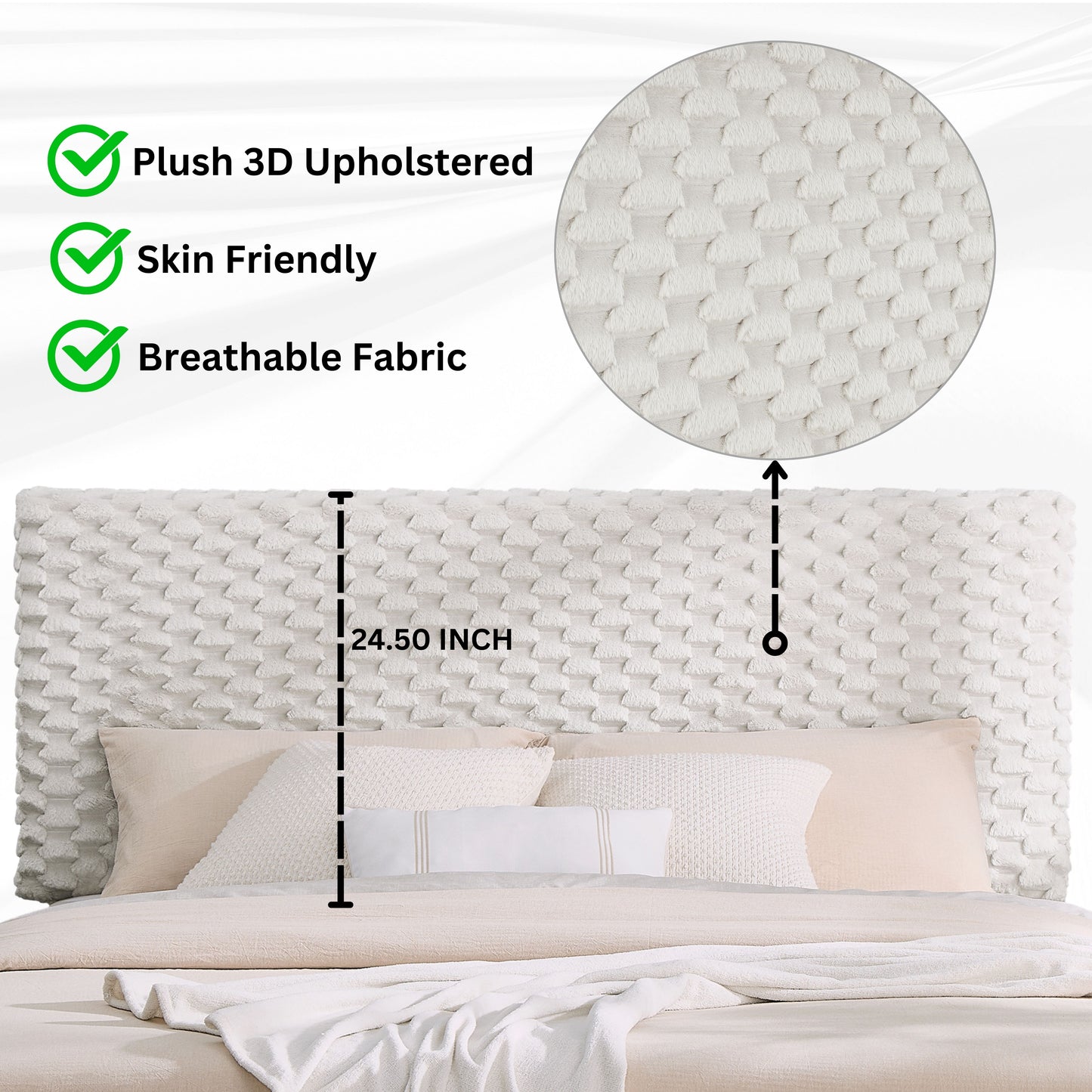 Findlay 3-Piece Bedroom Set, Plush 3D Upholstered Bed with 2 Nightstands