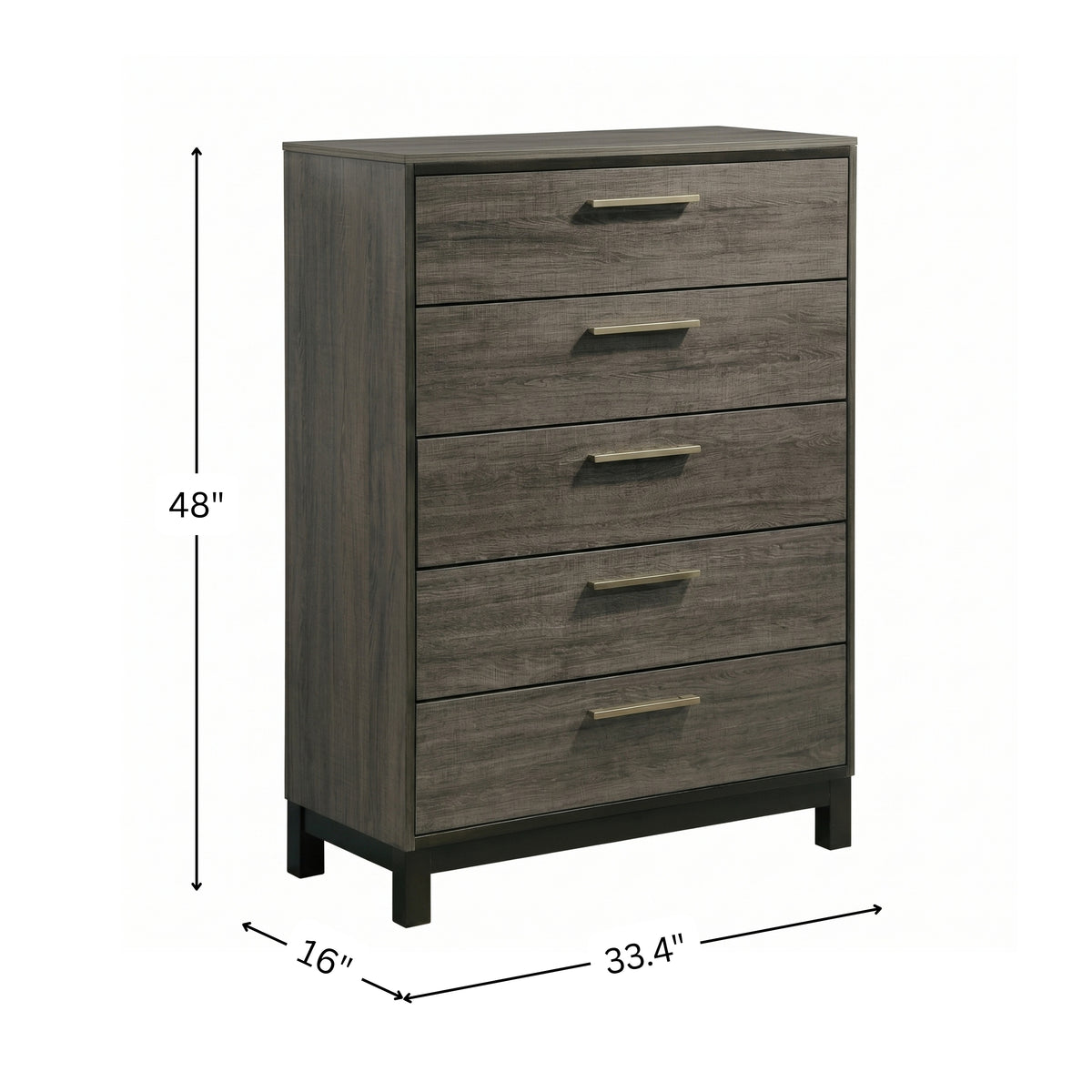 Ioana Antique Grey Finish Wood 5 Drawers Chest